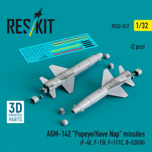 Missiles RESKIT RS32-0517 AGM-142 « Popeye/Have Nap » (2 pièces) (Impression 3D) 1/32