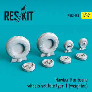 RESKIT RS32-0288 JEU DE ROUES HAWKER HURRICANE (TYPE 1 RÉCENT) (LESTÉ) 1/32