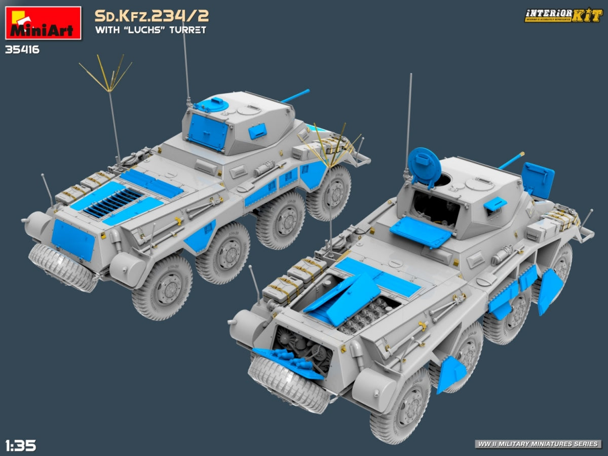 MiniArt 35416 Sd.Kfz.234/2 AVEC TOURELLE LUCHS. KIT INTÉRIEUR 1/35 – Bild 7