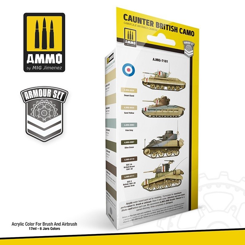 MUNITIONS de Mig Jimenez 7181 CAUNTER BRITISH CAMO SET 6x17ml – immagine 2