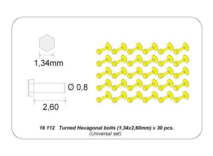 Boulons hexagonaux tournés Aber 16112 (1,34 x 2,60 mm) x 30 pièces (1/16) – imagen 4