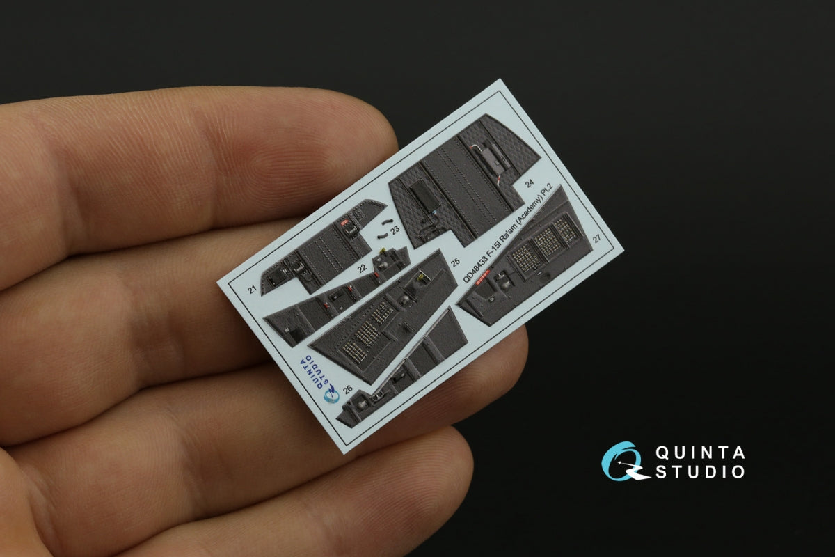 Intérieur coloré imprimé en 3D pour F-15I (Quinta Studio QD48433) sur papier décalcomanie (Academy) à l&amp;#39;échelle 1/48  – Bild 6