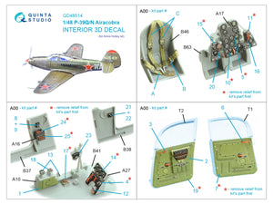 Intérieur coloré imprimé en 3D sur papier décalcomanie pour P-39Q/N Airacobra (Arma Hobby) Quinta Studio QD48514, échelle 1/48 – image 5