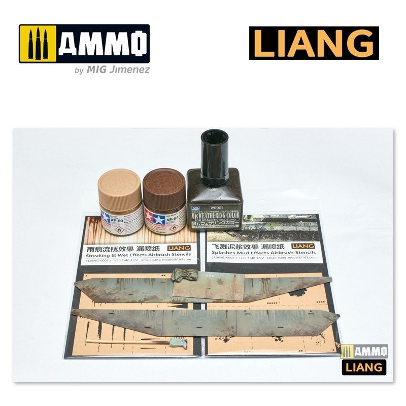 Pochoirs pour aérographe Liang 0002 : effets de coulures et de mouillé – image 2