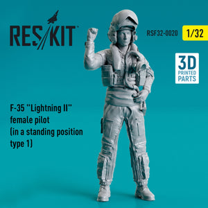 RESKIT RSF32-0020 F-35 LIGHTNING II PILOTE FÉMININE (EN POSITION DEBOUT - TYPE 1) (IMPRIMÉE EN 3D) 1/32
