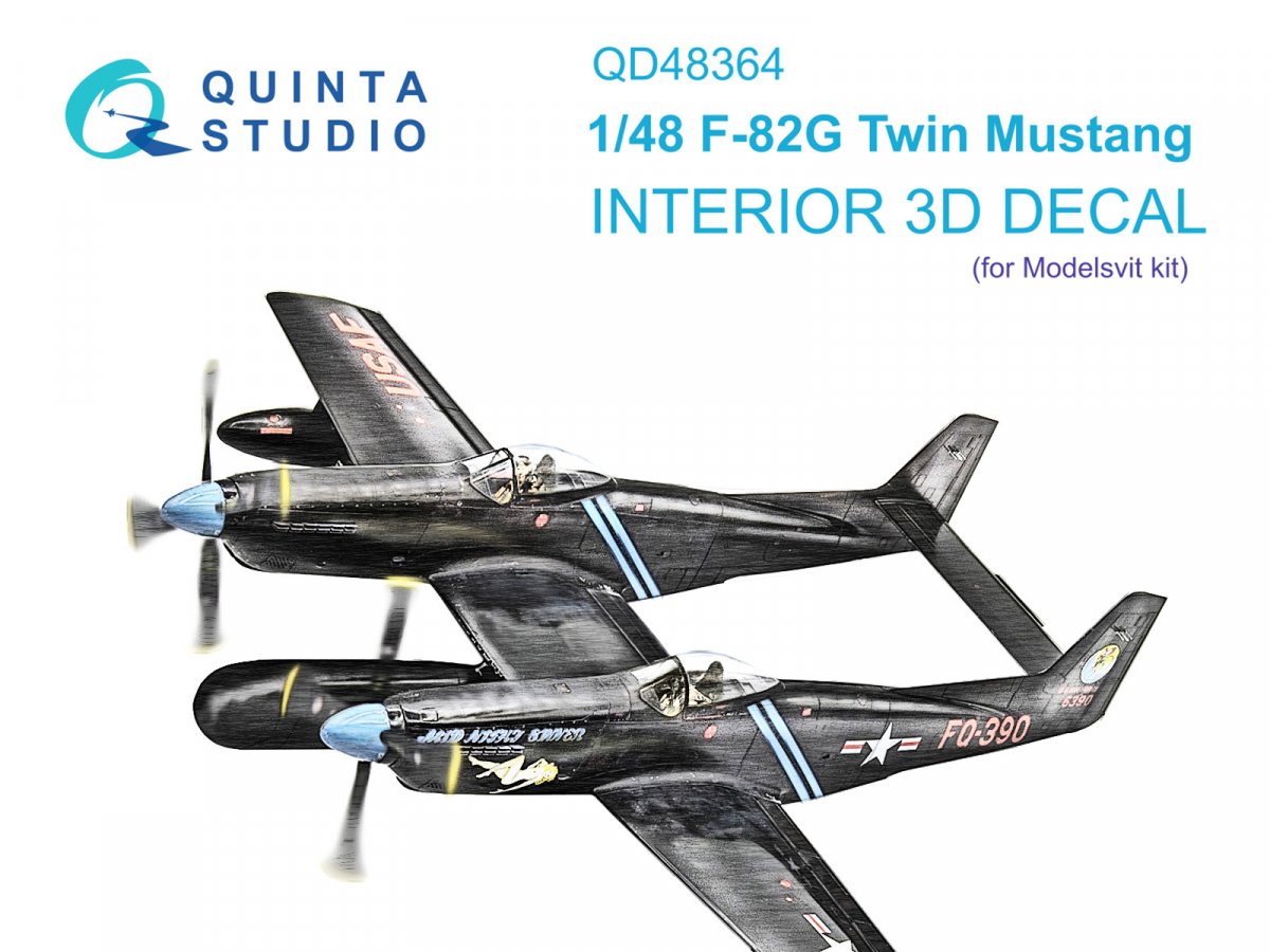 Quinta Studio QD48364 F-82G Twin Mustang 3D-Printed &amp; colored Interior on decal paper (Modelsvit) 1/48