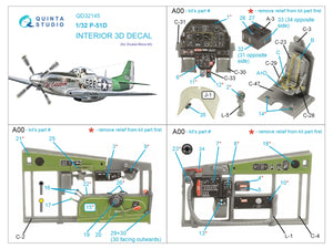Intérieur imprimé en 3D et coloré sur papier décalcomanie (Zoukei-Mura SWS) pour le P-51D Mustang de Quinta Studio QD32145, échelle 1/32 – immagine 2