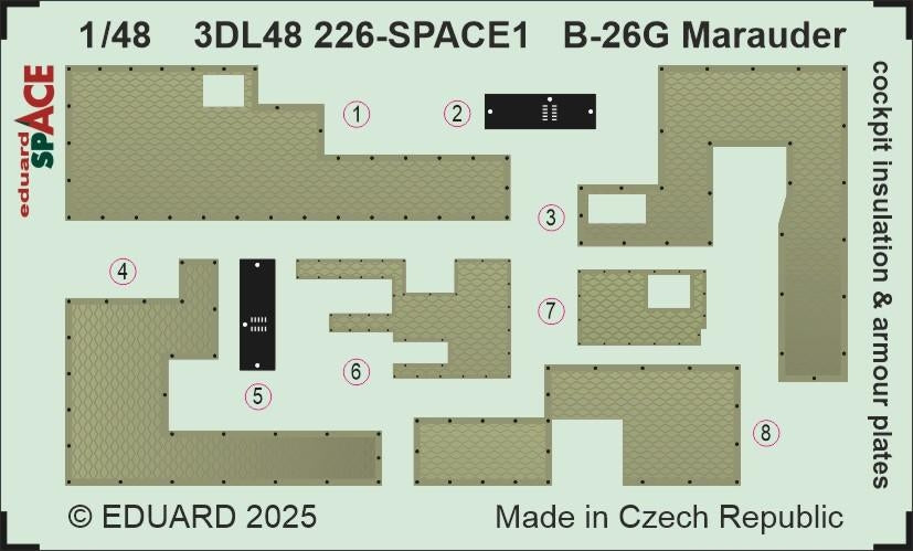 Eduard 3DL48226 B-26G Marauder - Isolation du cockpit et plaques de blindage SPACE ICM 1/48 – immagine 3
