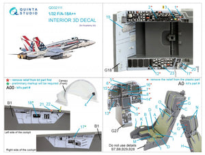 Intérieur imprimé en 3D et coloré sur papier décalcomanie Quinta Studio QD32111 F/A-18A++ (Academy) 1/32 – imagen 14