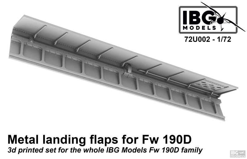 Volets d'atterrissage métalliques IBG 72U002 pour la famille Fw 190D, échelle 1/72