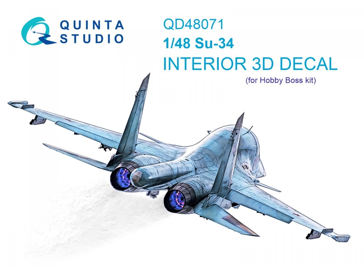 Intérieur imprimé en 3D et coloré sur papier décalcomanie Quinta Studio QD48071 Su-34 (HobbyBoss) 1/48