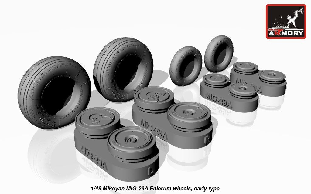 Roues Fulcrum pour Mikoyan MiG-29A/B/UB (Armory Models AW48022), échelle 1/48 (début de la production)