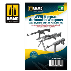 Ammo of Mig 8910 WWII German Automatic Weapons (StG 44, Erma EMP, FG 42 &amp;amp; MP 40) 1/35