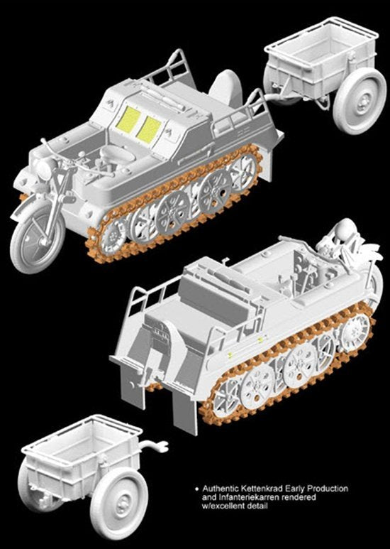 Dragon 6341 Sd.Kfz.2 Kettenkrad Early Production avec Infanteriekarren 1/35 – Bild 7