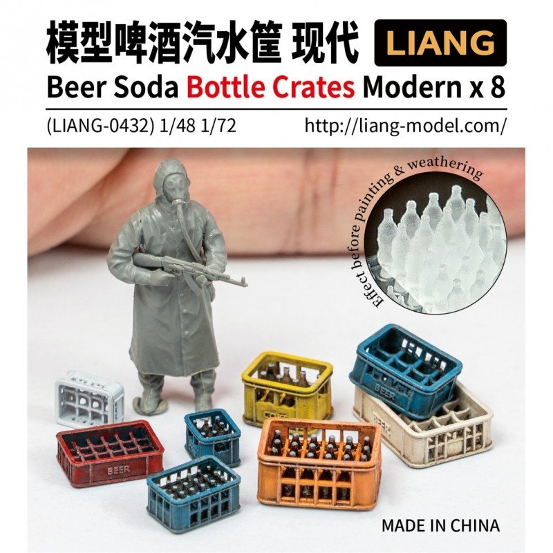 Liang 0432 Caisses de bouteilles de bière et de soda Modernes x 8 1/48 - 1/72