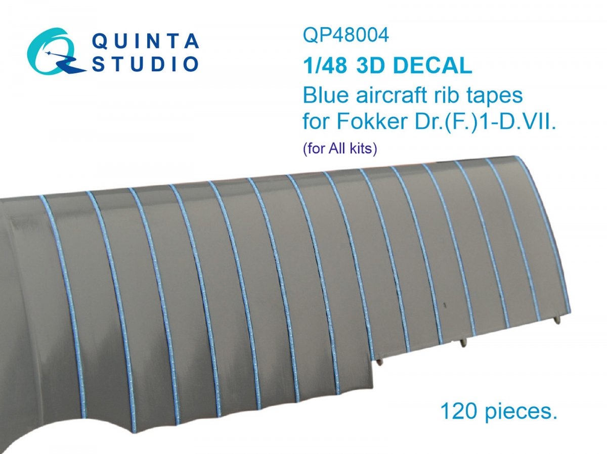 Bandes à nervures bleues Quinta Studio QP48004 pour Fokker Dr.(F)ID.VII 1/48