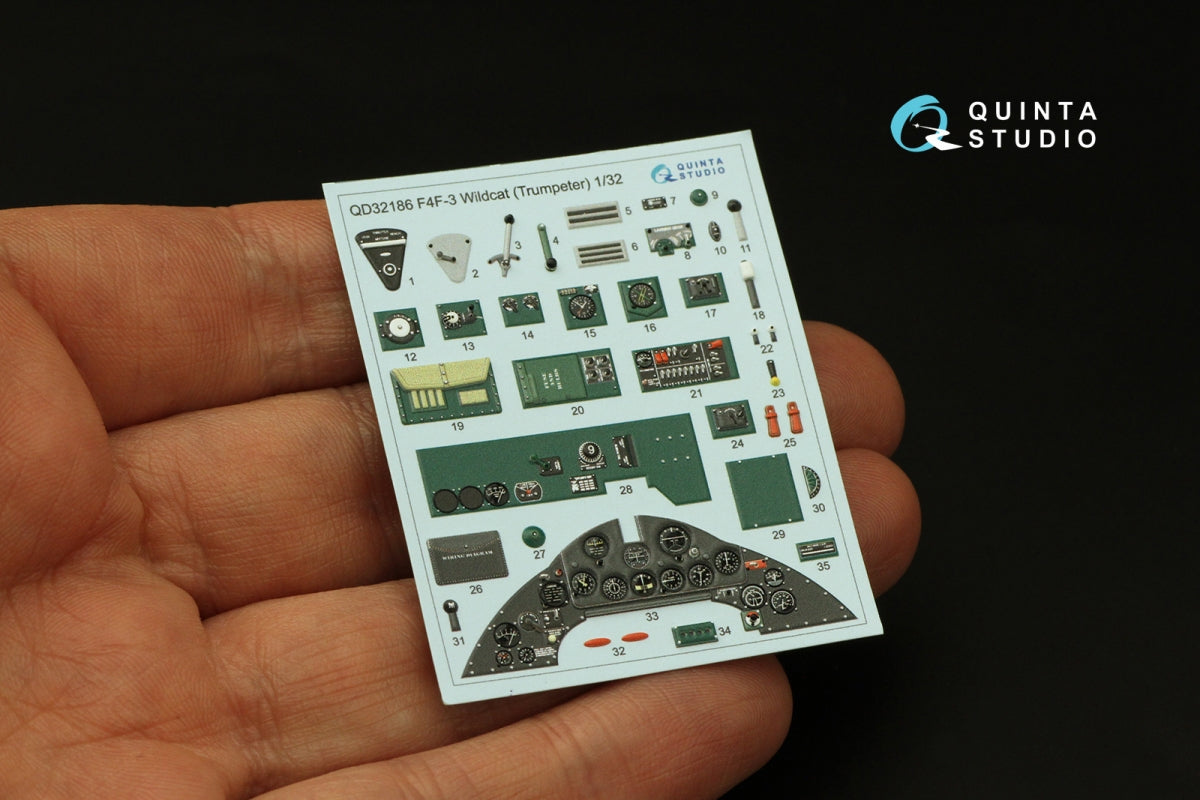 Intérieur coloré imprimé en 3D sur papier décalcomanie pour F4F-3 Wildcat (Trumpeter) de Quinta Studio QD32186, échelle 1/32  – image 4