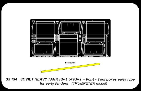 Aber 35194 Char lourd russe KV-1, KV-2 - vol. 4 - ensemble supplémentaire - boîtes à outils type ancien pour les premiers garde-boues (1/35) – image 4