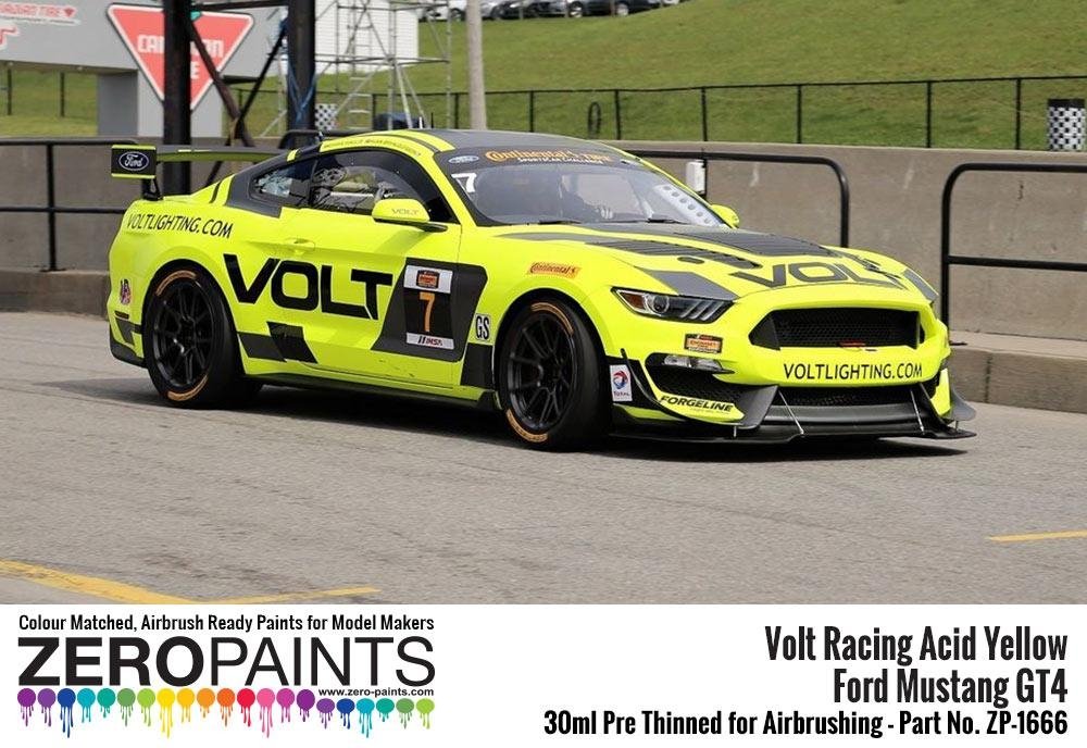 Peinture Zero Paints 1666 Volt Racing Jaune Acide pour Ford Mustang GT4 30 ml  – image 2