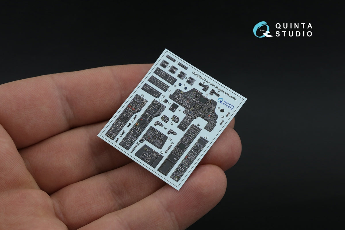 Intérieur imprimé en 3D et coloré sur papier décalcomanie Quinta Studio QDS-48572 AH-64A (Academy/Modelist) (petite version) 1/48  – immagine 2