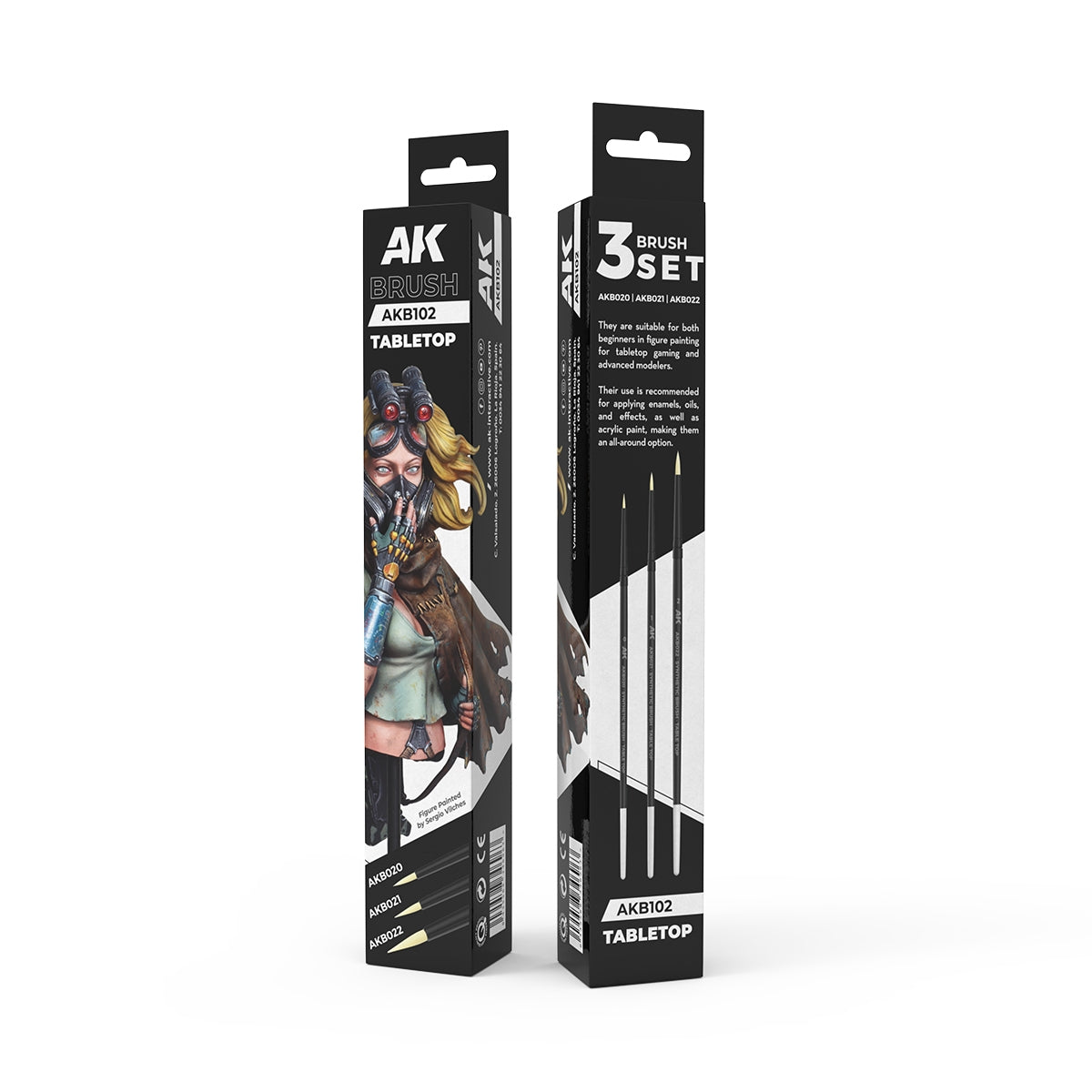AK Interactive AKB102 ENSEMBLE DE PINCEAUX SYNTHÉTIQUES DE TABLE