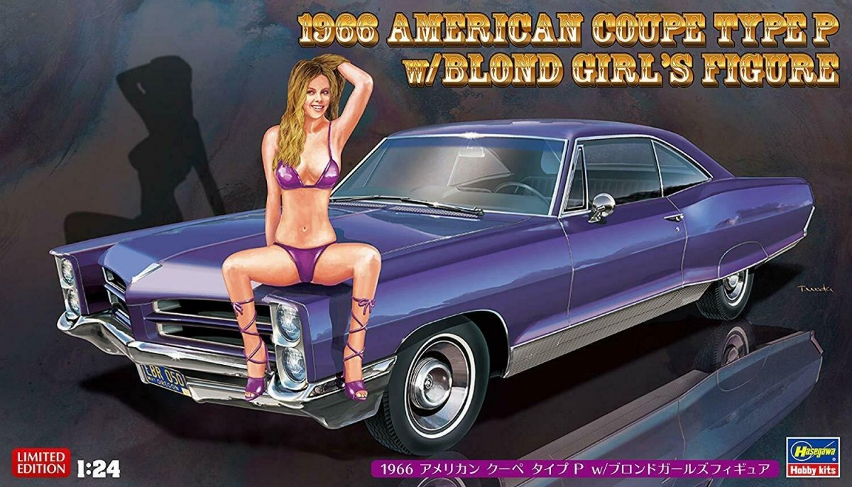 Hasegawa SP424 (52224) 1966 American Coupé Type P avec figurine de jeune fille blonde 1/24