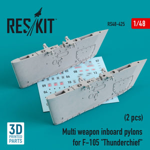 RESKIT RS48-0425 PYLÔNES D&amp;#39;ARMES MULTIPLES INTÉRIEURS POUR F-105 « THUNDERCHIEF » (2 PIÈCES) (IMPRIMÉ EN 3D) 1/48