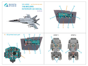 Quinta Studio QD+48560 MiG-25PD Intérieur imprimé en 3D et coloré sur papier décalcomanie (ICM) (avec pièces en résine imprimées en 3D) 1/48 – immagine 14