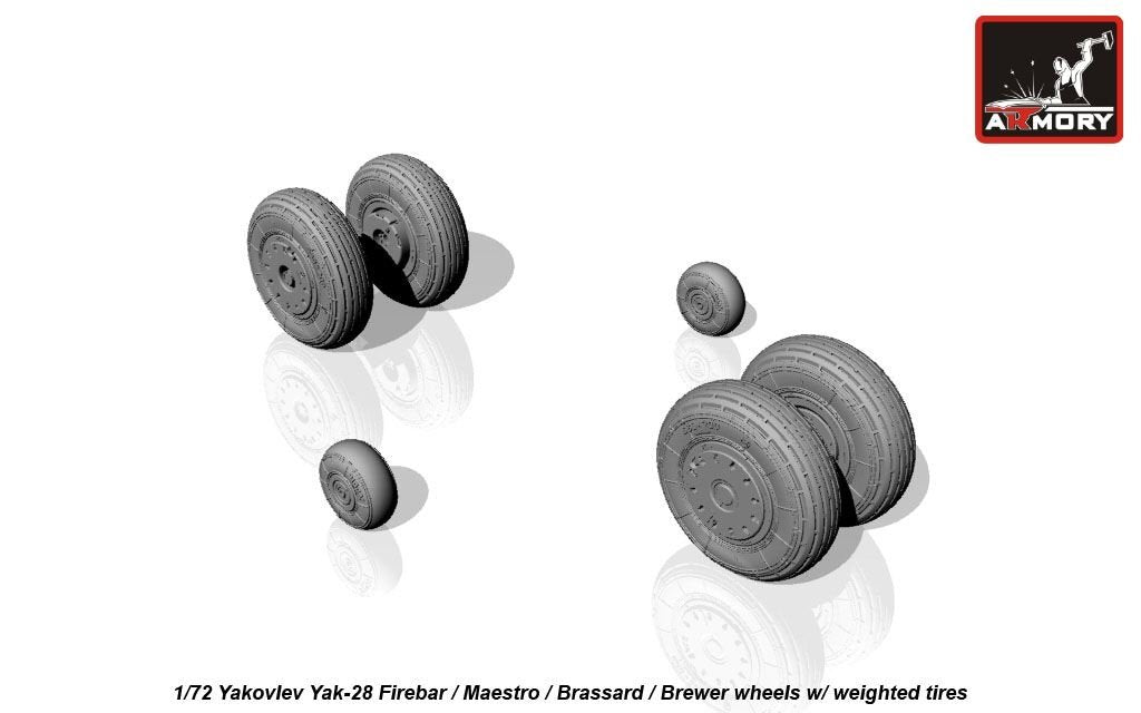 Roues du Yakovlev Yak-28 avec pneus lestés, Armory Models AW72047, échelle 1/72