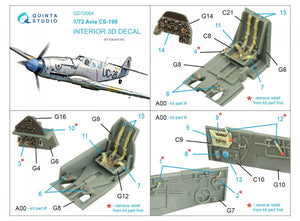 Intérieur imprimé en 3D et coloré sur papier décalcomanie (Eduard) Quinta Studio QD72064 Avia CS-199, échelle 1/72 – immagine 2