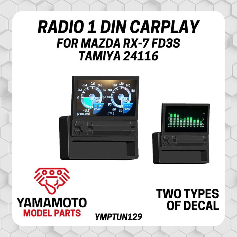 Autoradio Yamamoto YMPTUN129 1 DIN compatible Carplay pour Mazda RX-7 FD3S Tamiya 1/24