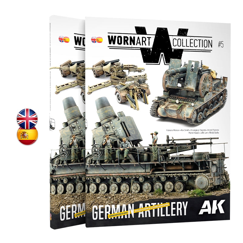 AK Interactive AK4907 WORN ART COLLECTION NUMÉRO 05 – ARTILLERIE ALLEMANDE - Bilingue anglais/espagnol