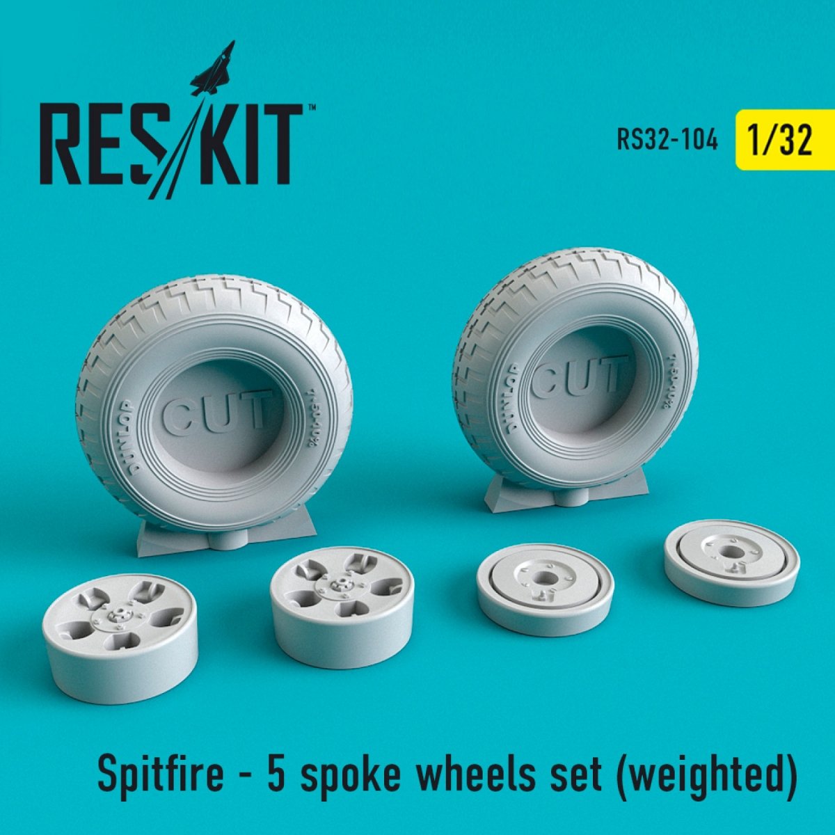 RESKIT RS32-0104 SPITFIRE (5 BRANCHES) JEU DE ROUES (LESTÉES) 1/32
