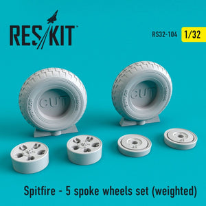 RESKIT RS32-0104 SPITFIRE (5 BRANCHES) JEU DE ROUES (LESTÉES) 1/32