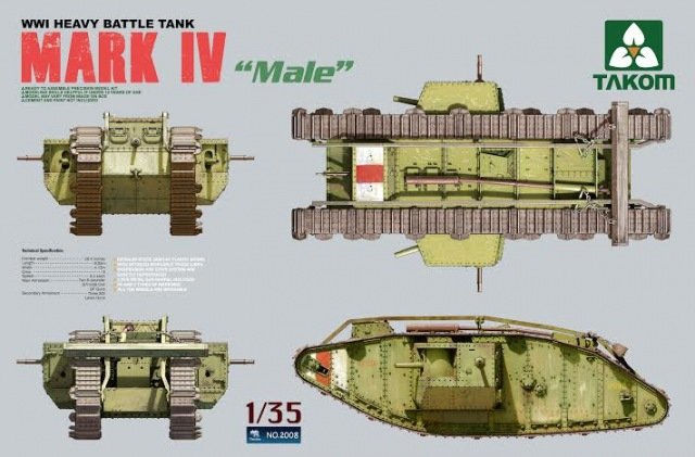 Takom 2008 CHAR DE COMBAT LOURD MARK IV DE LA PREMIÈRE GUERRE MONDIALE "Mâle"