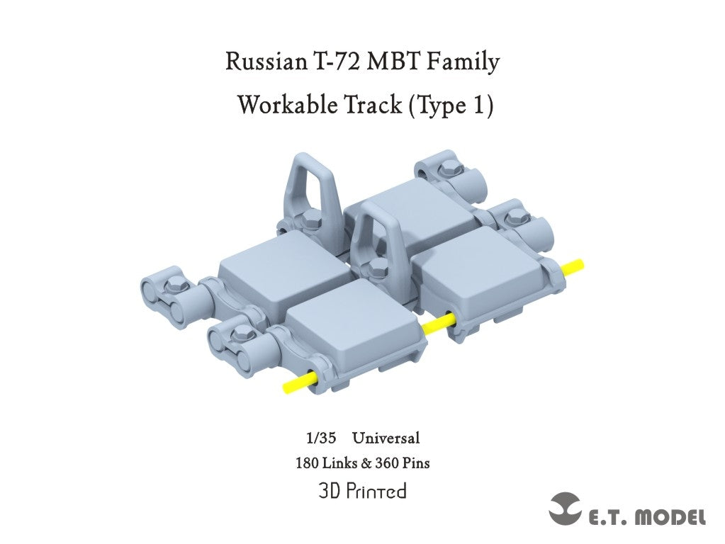 Maquette ET Model P35-407 Char de combat principal russe T-72, chenilles fonctionnelles type 1, imprimée en 3D à l&amp;#39;échelle 1/35