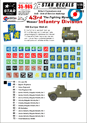 Star Decals 35-965 43e division d&amp;#39;infanterie britannique 1/35