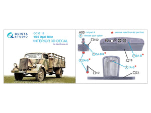Intérieur imprimé en 3D et coloré sur papier décalcomanie Quinta Studio QD35116 Opel Blitz (Italeri/Zvezda) 1/35 – Bild 2
