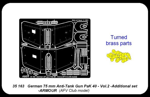 Aber 35163 Kit de blindage pour pistolet antichar allemand Pak 40, partie 2 (AFV) (1/35)