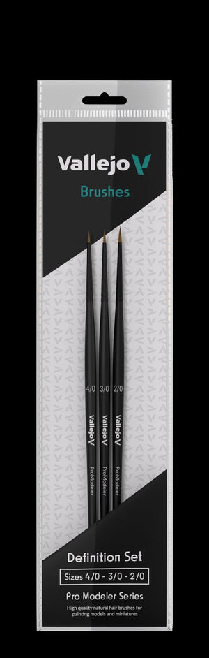 VALLEJO B01990 - Brush Set - Pro Modeler - Definition Set - Natural Hair (4/0, 3/0, 2/0)