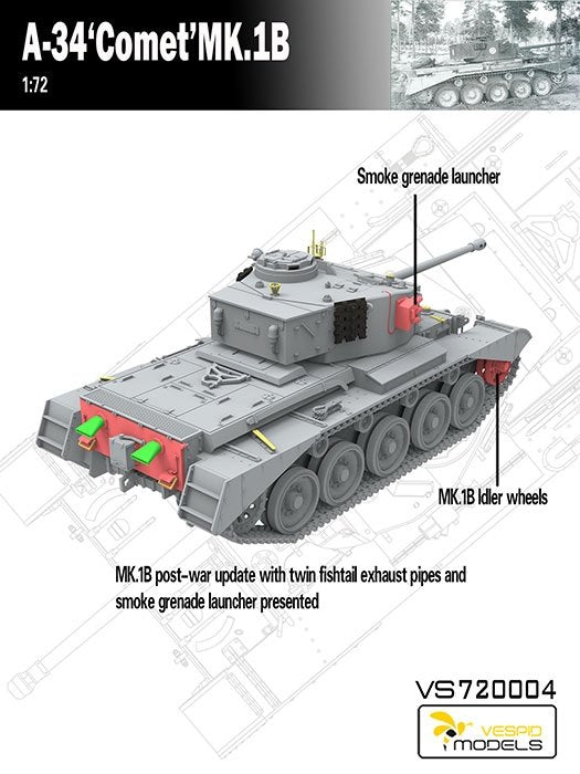 Maquette Vespid Models VS720004 A-34 Comet MK.1B 1/72 – Bild 7
