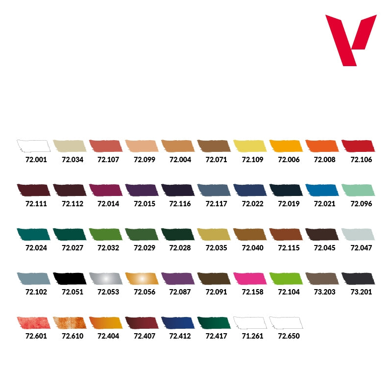 Vallejo 72182 Inspiration Color Set (User Guide )( 3 Synthetic Brushes ) - Game Color 48x18ml