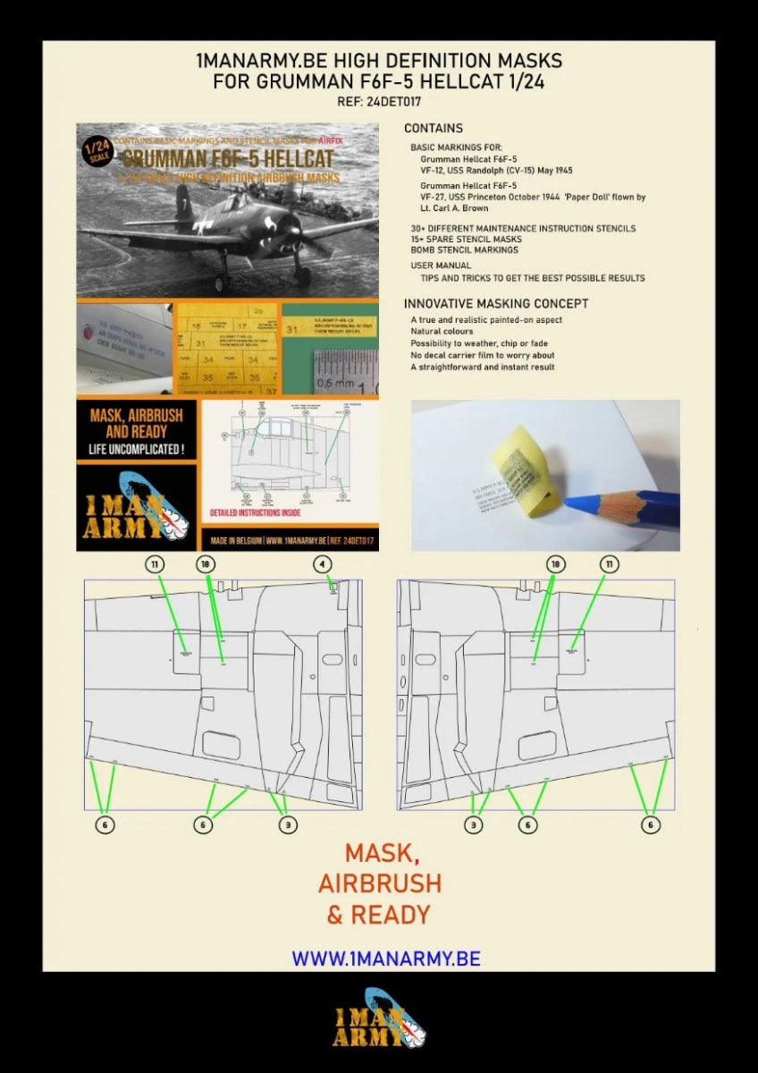 1 Man Army 24DET017 Grumman F6F-5 Hellcat Airfix 1/24 – zdjęcie 2