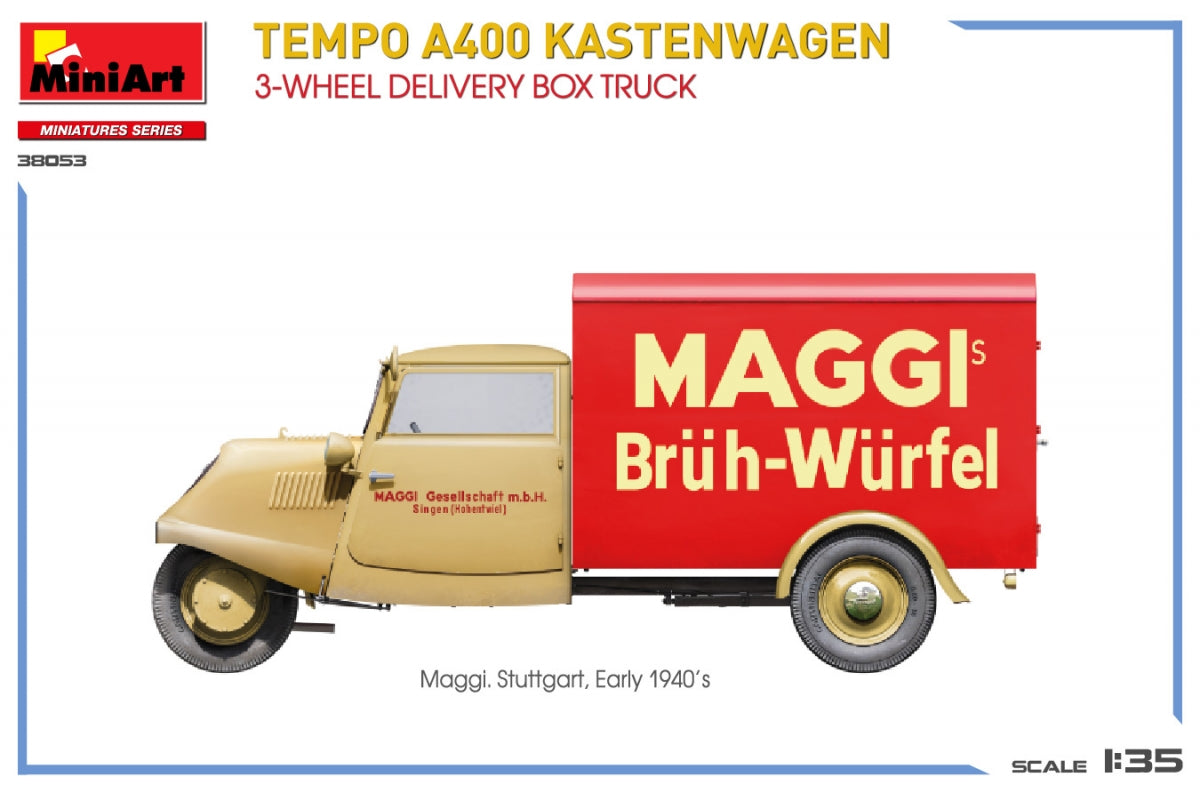 MiniArt 38053 TEMPO A400 KASTENWAGEN CAMION CAISSE DE LIVRAISON À 3 ROUES 1/35  – immagine 11