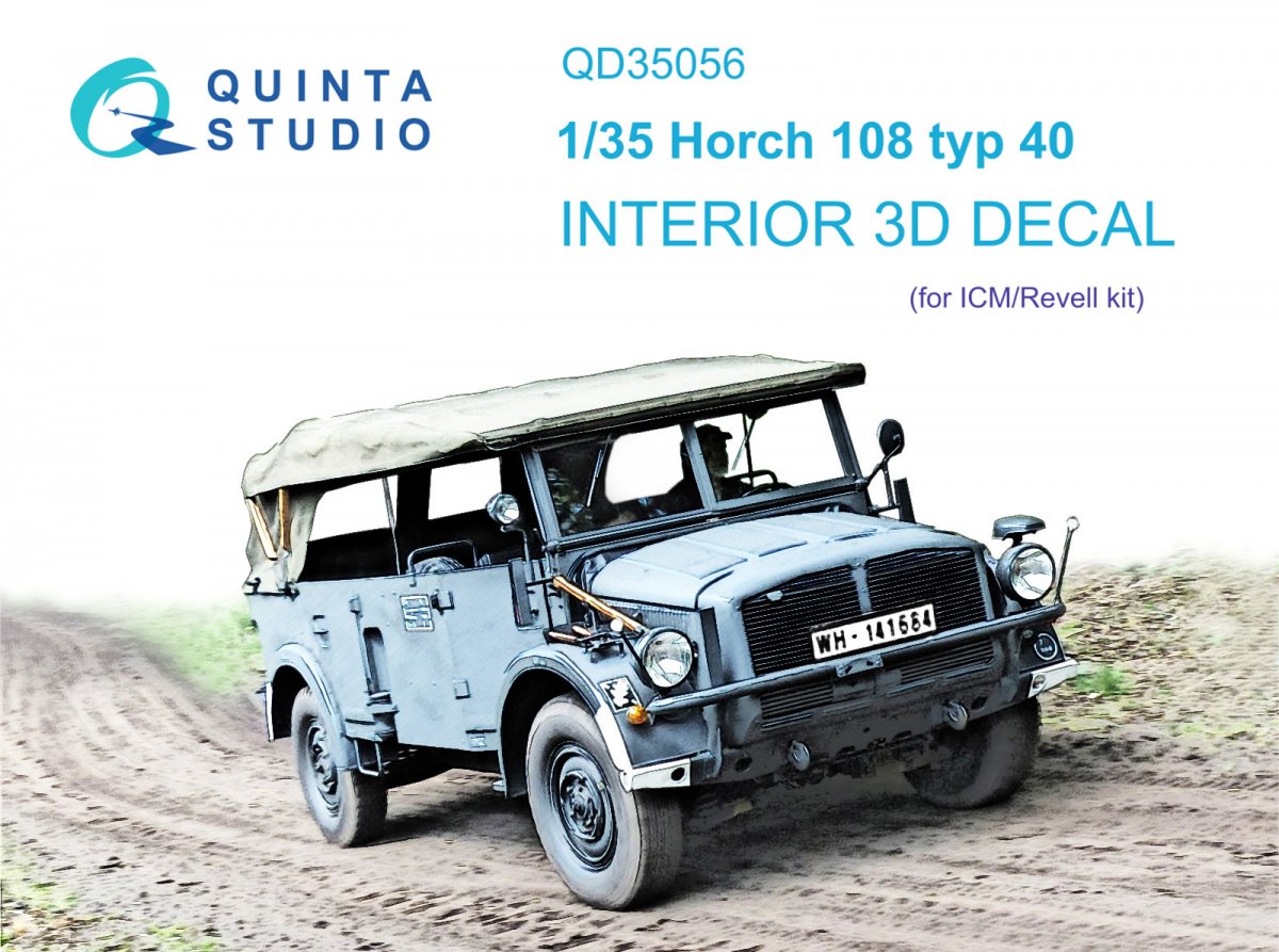 Intérieur imprimé en 3D et coloré sur papier décalcomanie (ICM) Quinta Studio QD35056 Horch 108 type 40 1/35