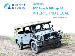 Intérieur imprimé en 3D et coloré sur papier décalcomanie (ICM) Quinta Studio QD35056 Horch 108 type 40 1/35