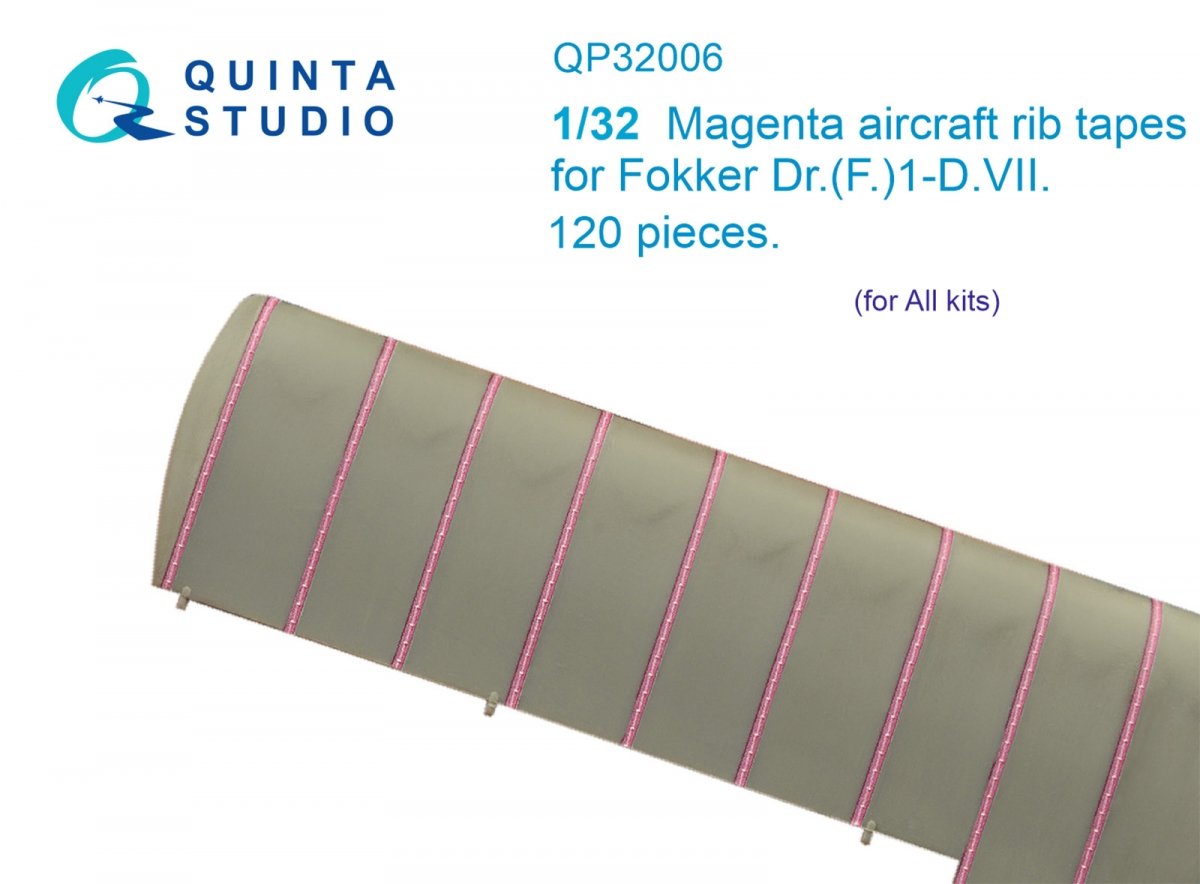 Quinta Studio QP32006 Bandes de nervures magenta Fokker Dr. (F.)ID.VII (Tous les kits) 1/32