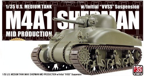 Asuka AS-001 Char moyen américain M4A1 Sherman de production intermédiaire avec suspension VVSS initiale 1/35
