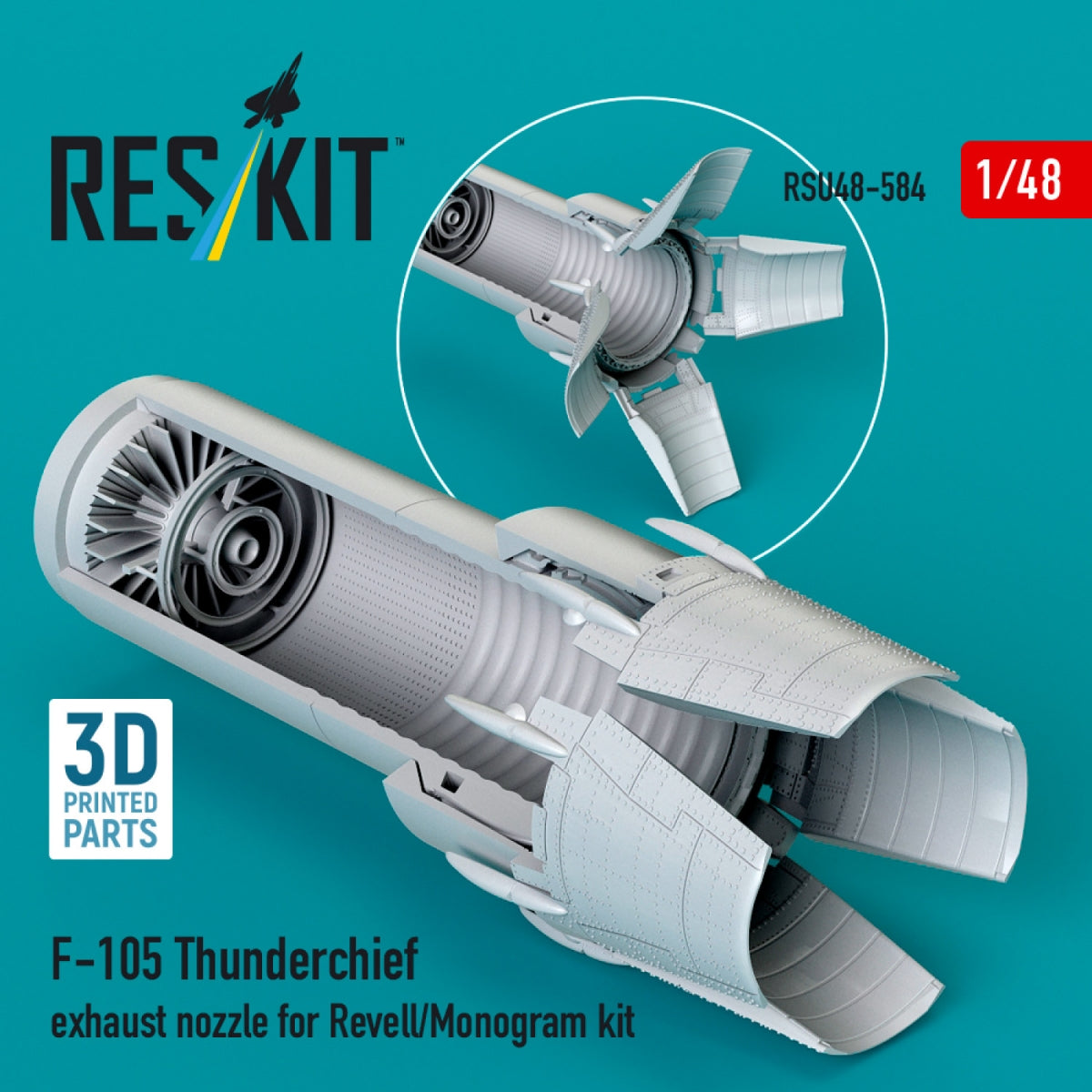 RESKIT RSU48-0584 F-105 Thunderchief exhaust nozzle for Revell/Monogram kit (3D Printed) 1/48
