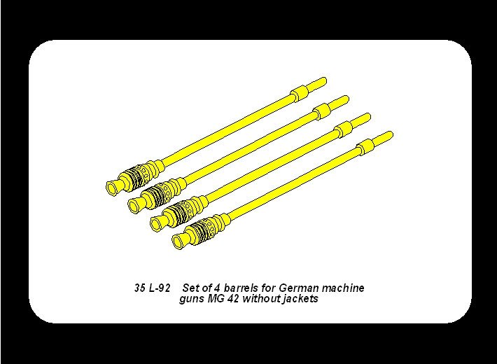 Aber 35L-092 Set of 4 barrels for german machine guns MG42 without jacket 1/35 – zdjęcie 4